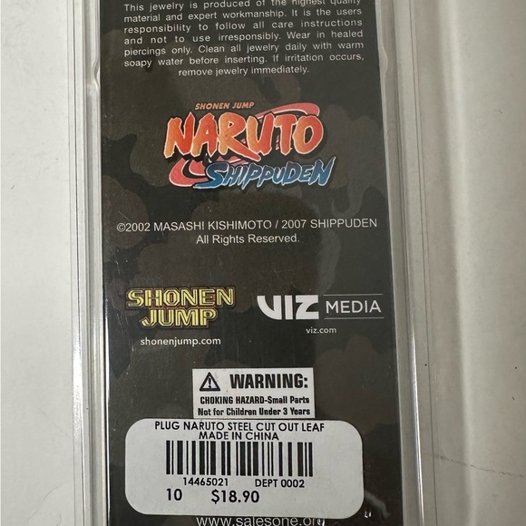 Steel Naruto Shippuden Leaf Cutout TunnelPlug 2 Pack/10g - Picture 3 of 4